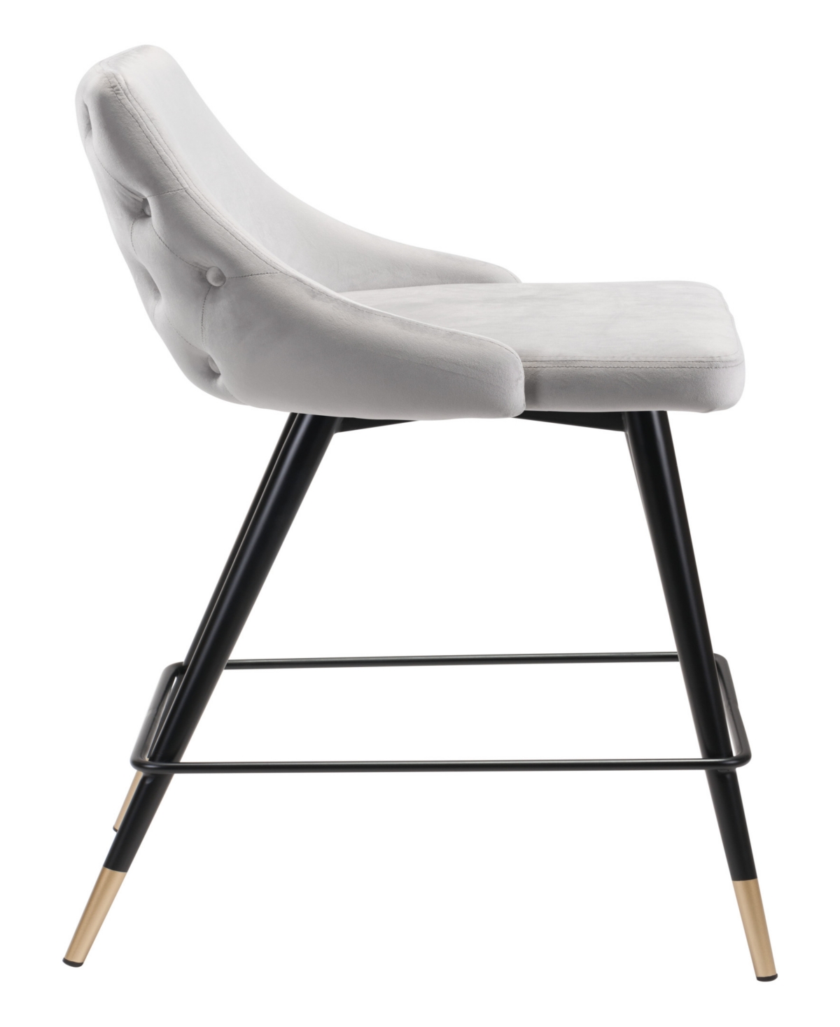 Zuo Steel, Polyester Piccolo Pencil Legs Counter Chair - Black and Gold