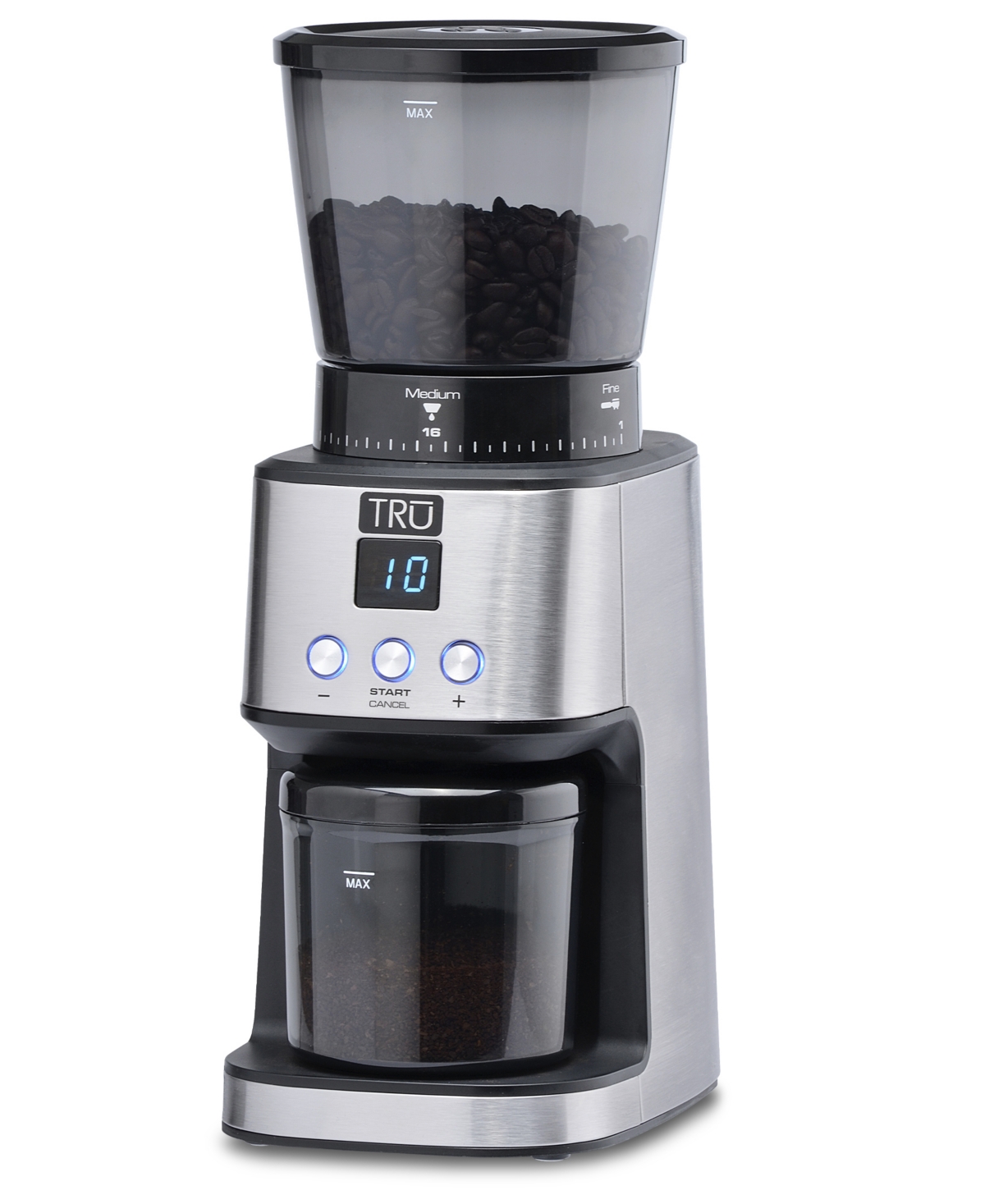 Tru Large Capacity Conical Burr Grinder In Silver