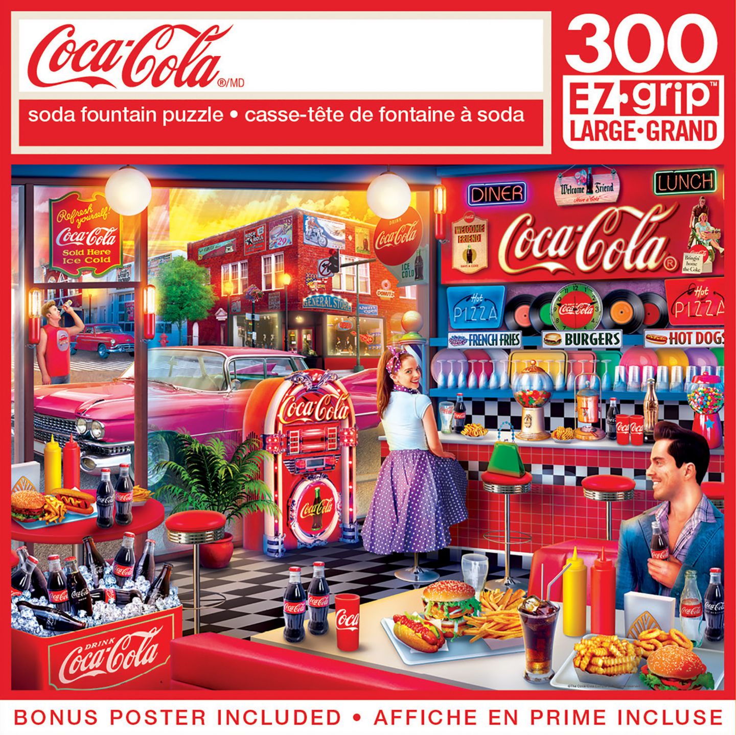 Детский пазл MasterPieces Puzzles Coca-Cola Soda Fountain Ez Grip 300 Piece Jigsaw Puzzle, Ages 14+, цвет: Разноцветный — фото 1
