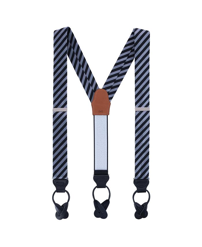 TRAFALGAR Men's The Aristocrat Black & Grey Diagonal Stripe Button End Silk  Suspenders - Macy's