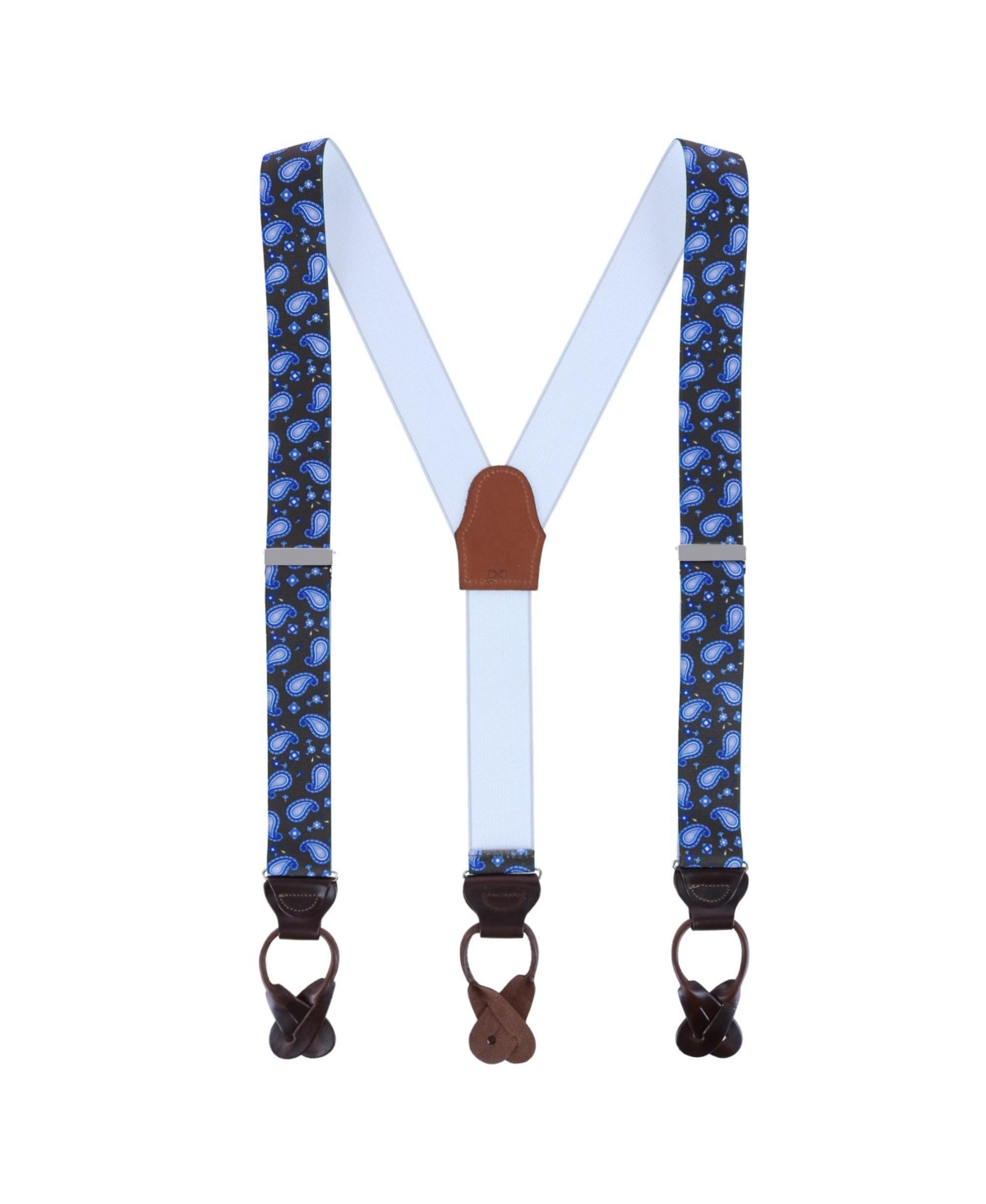 Men's Harold Paisley Elastic Button End Suspenders - Slate blue