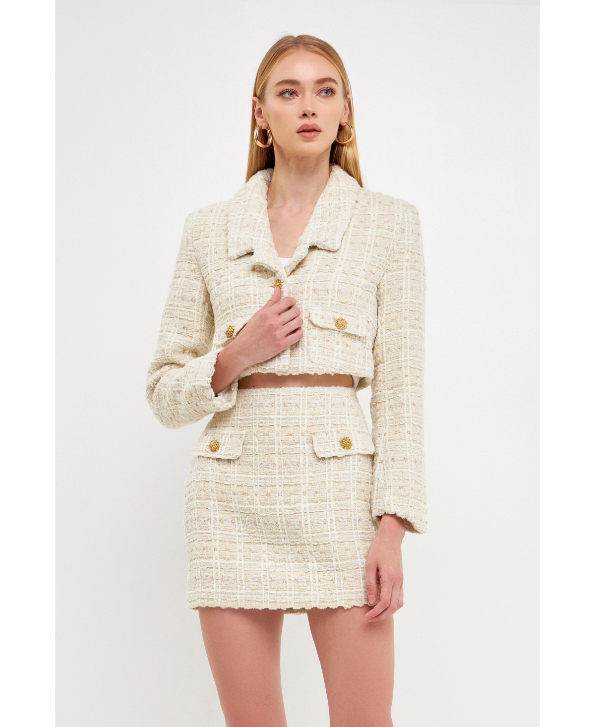 endless rose Women's Cropped Tweed Jacket