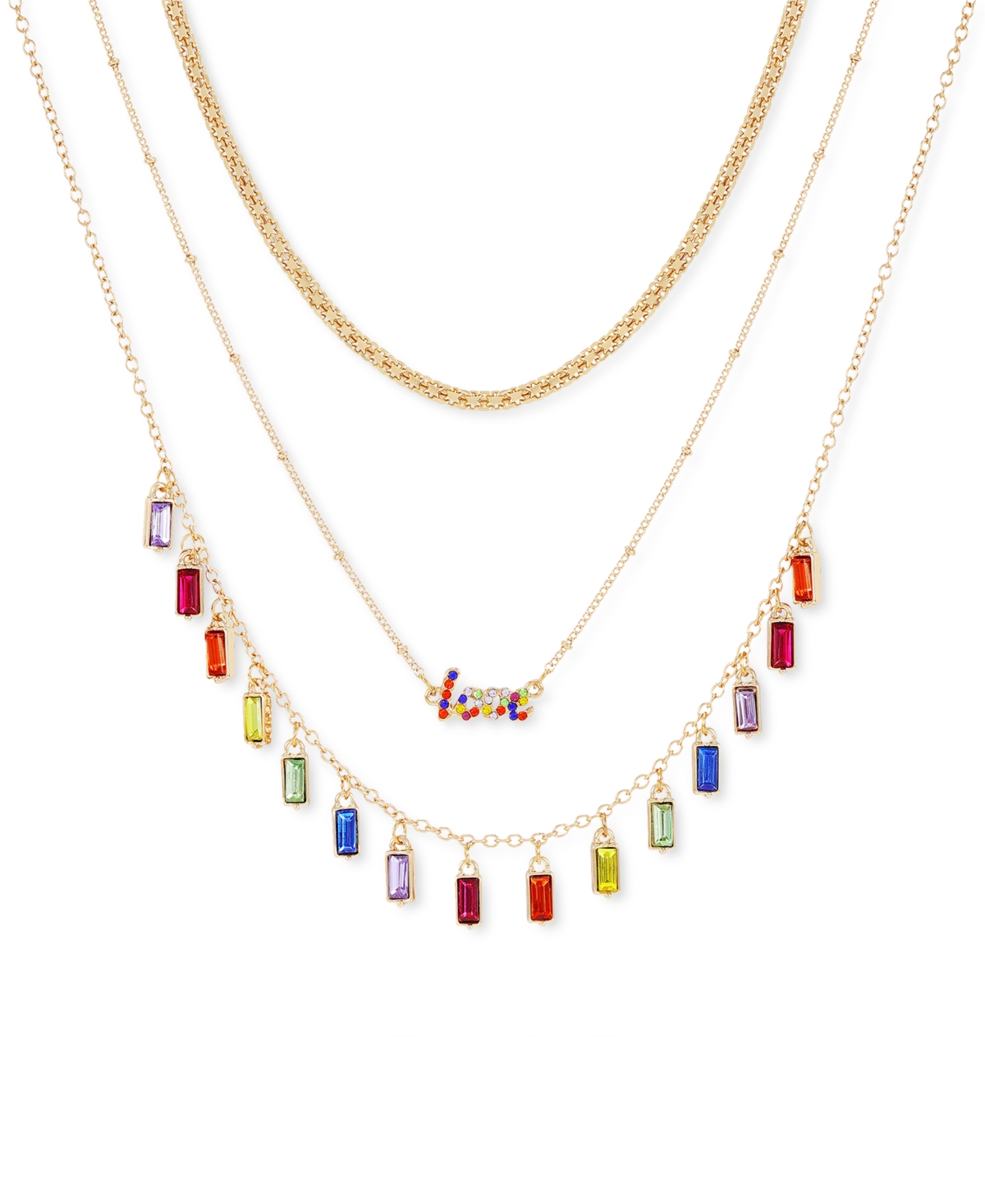 GUESS Two-Tone 2-Pc. Set Crystal Layering Necklaces