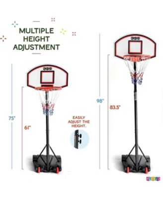 Kids Adjustable Basketball Hoop Height 5 - 7 FT - Portable Basketball Hoop