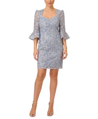 Adrianna Papell - Women's Embroidered Bell-Sleeve Sheath Dress