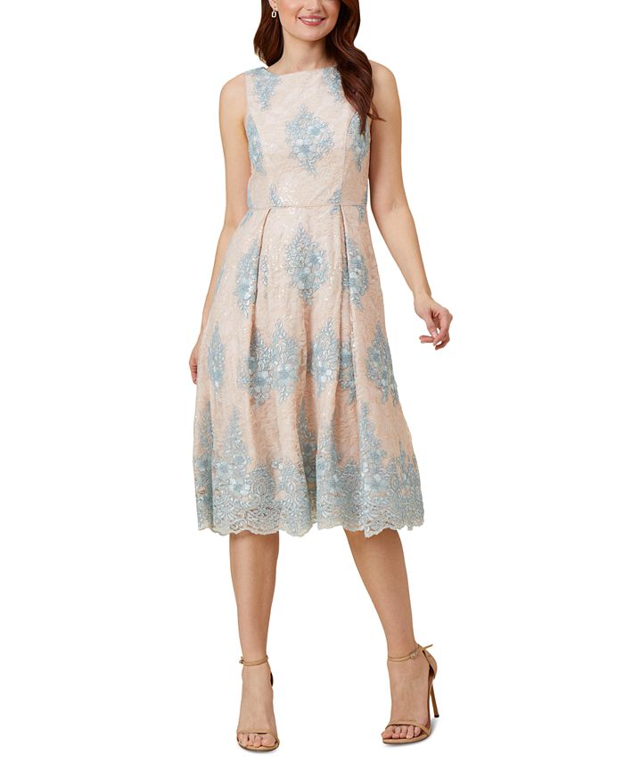 Adrianna Papell Women's Embroidered Lace Fit & Flare Dress - Macy's