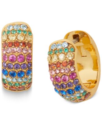 kate spade new york - Gold-Tone Small Multicolor Pav&eacute; Hoop Earrings, 0.5"