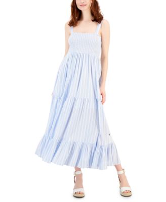 Tommy Hilfiger - Women's Smocked Tiered Sleeveless Maxi Dress