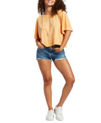 Roxy - Juniors' Sunny Smiles Elbow-Sleeve Graphic T-Shirt