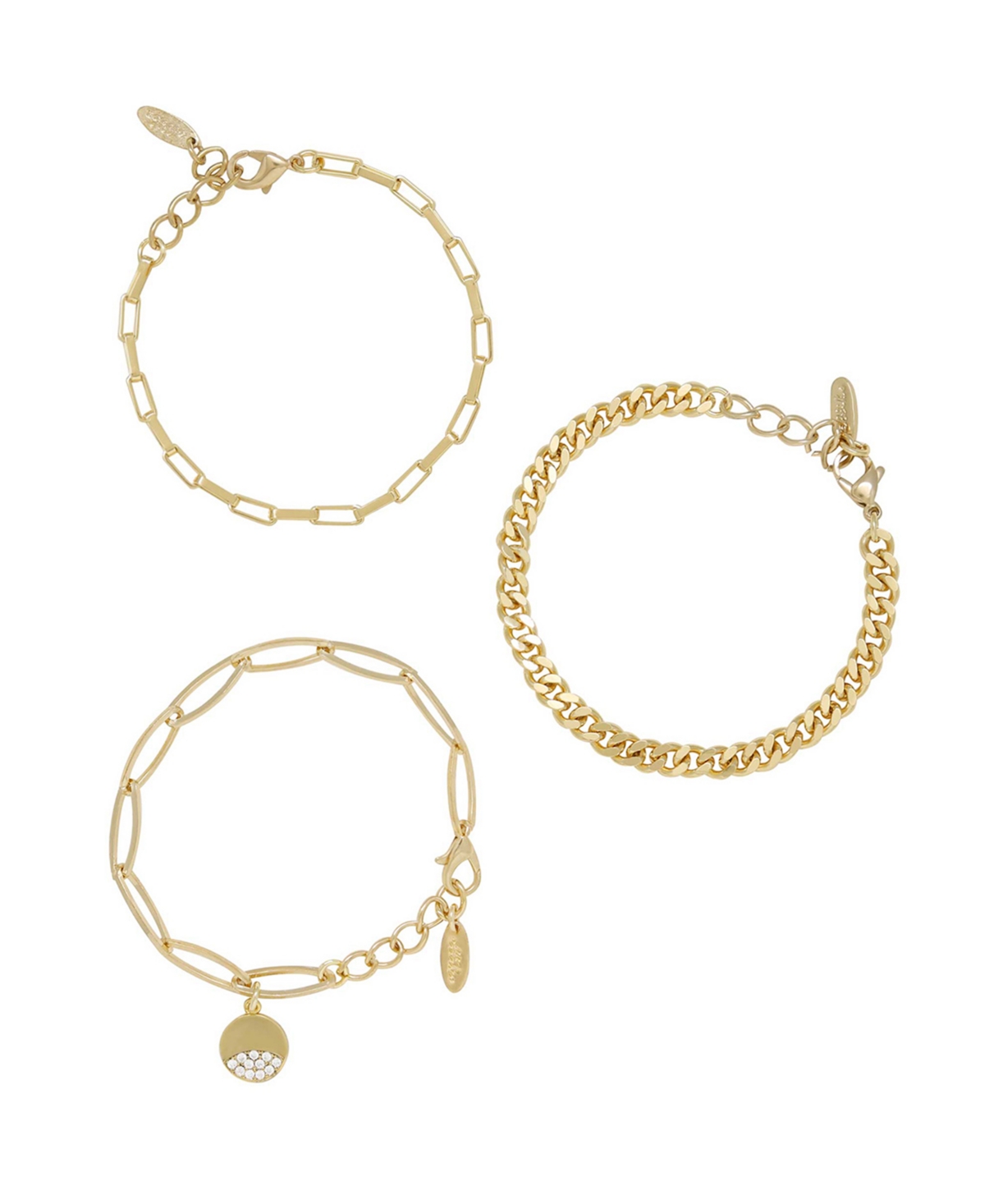 Ettika 18K Gold Plated Power of Three Bracelet Set, 3 Pieces