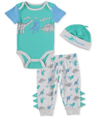 Happy Threads - Baby Boys 3-Pc. Dinosaur Bodysuit & Pants Set