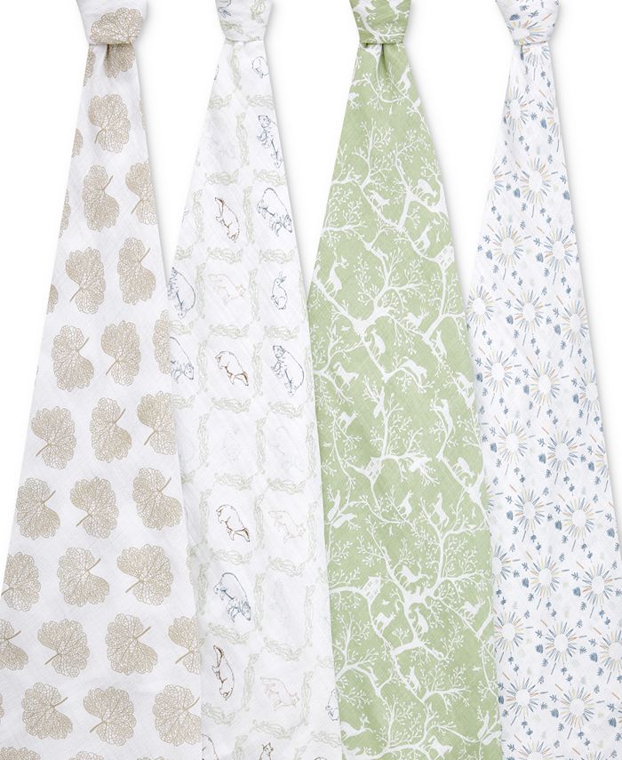 aden by aden + anais Baby Boys or Baby Girls Muslin Swaddles, Pack of 4