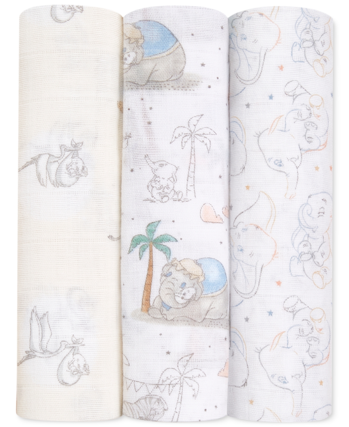 Aden By Aden + Anais Baby Boys Or Baby Girls Dumbo Swaddles, Pack Of 3 In Cream