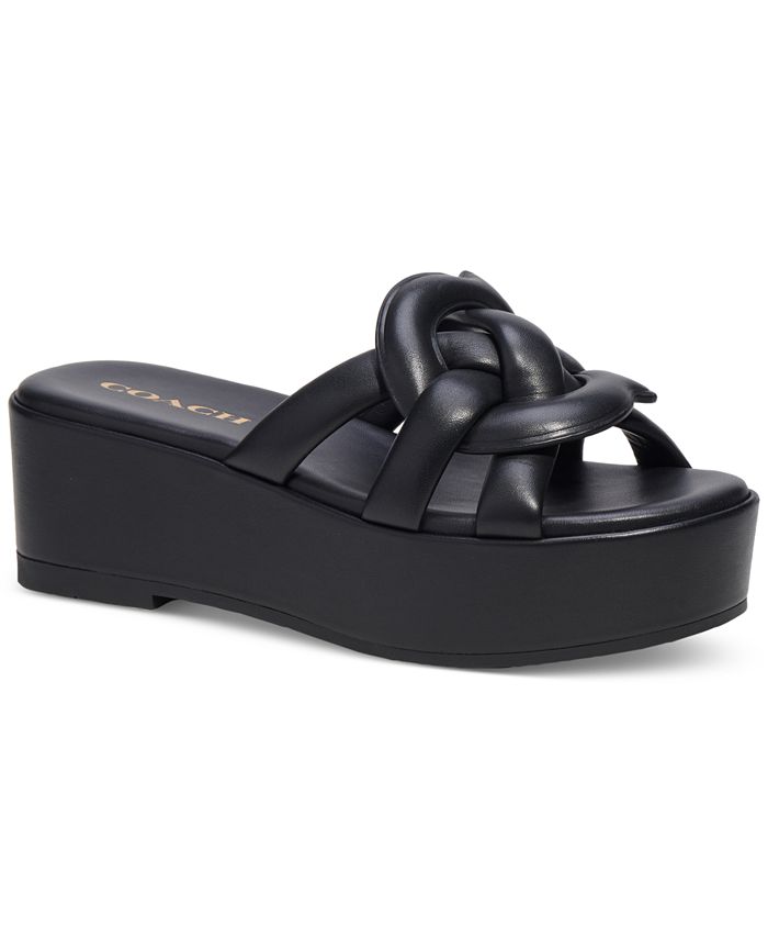 COACH Everette Woven Soft Emblem Flatform Sandals - Macy's