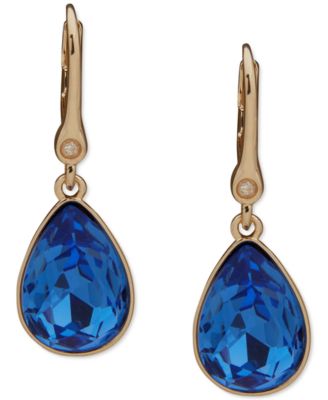 DKNY - Gold-Tone Crystal Faceted Teardrop Drop Earrings