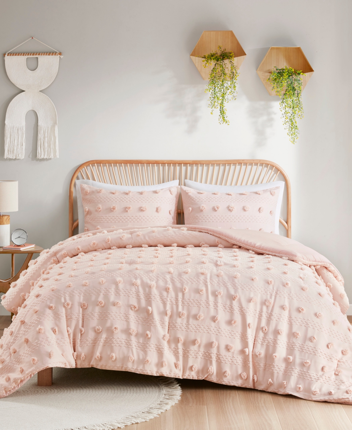 Intelligent Design Lucy Clip Jacquard 3-piece Comforter Set, Full/queen In Pink