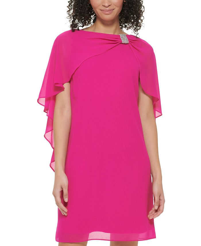 Jessica Howard Women's RhinestoneEmbellished Capelet Shift Dress Macy's