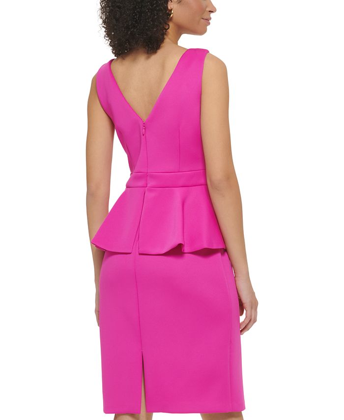 Jessica Howard Women's Floral Sleeveless Jewel Neck Above the Knee Fit Flare Wear to Work Dress Purple Size 4 Petite