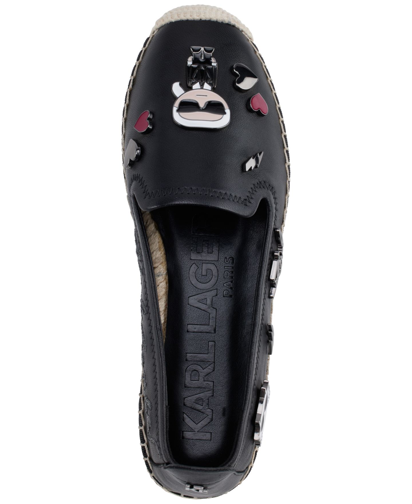 Женские балетки KARL LAGERFELD PARIS Michaela Embellished Slip-On Espadrille Flats, цвет: Чёрный — фото 4