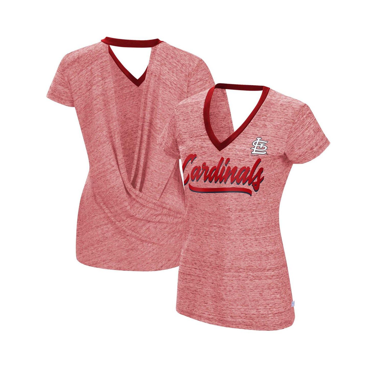 Women's Red St. Louis Cardinals Halftime Back Wrap Top V-Neck T-shirt