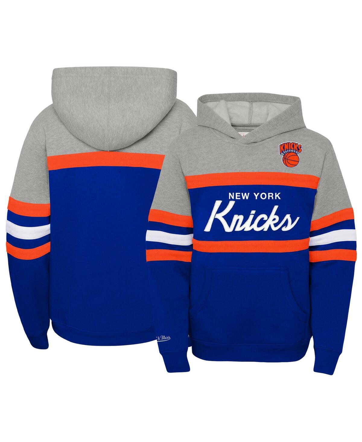 Mitchell & Ness Kids' Big Boys And Girls  Heather Gray, Blue New York Knicks Hardwood Classics Head Coach P In Heather Gray,blue