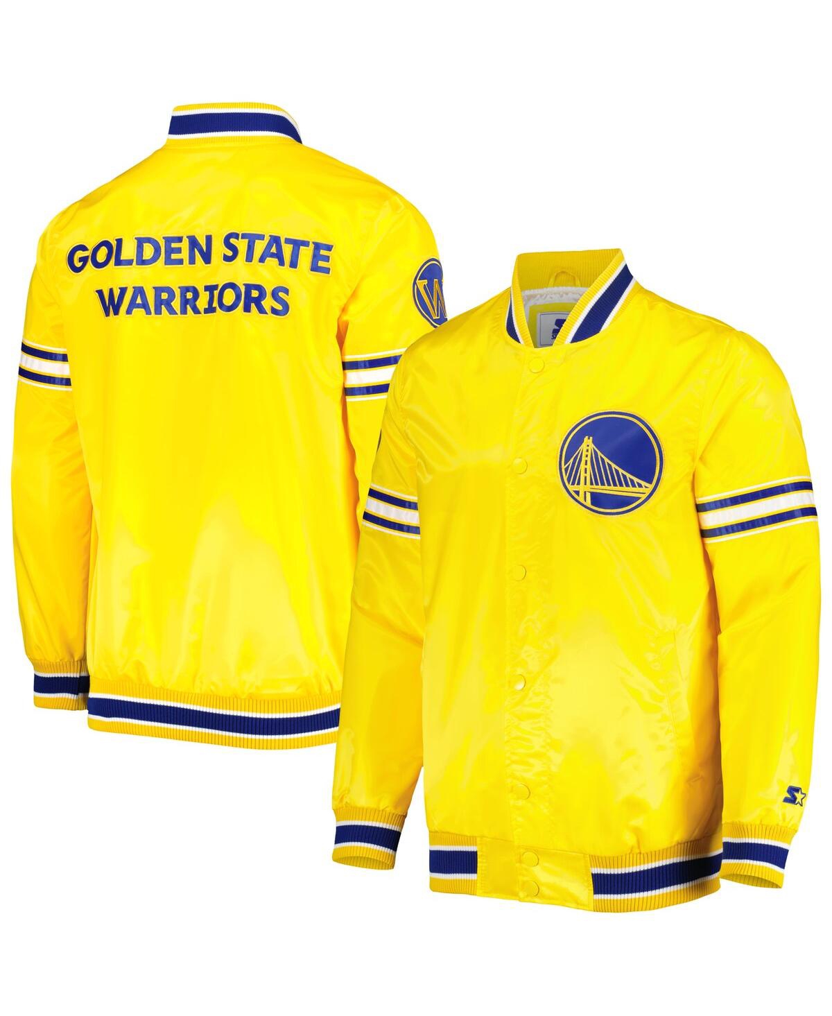 Shop Starter Men's  Gold Golden State Warriors Slider Satin Full-snap Varsity Jacket