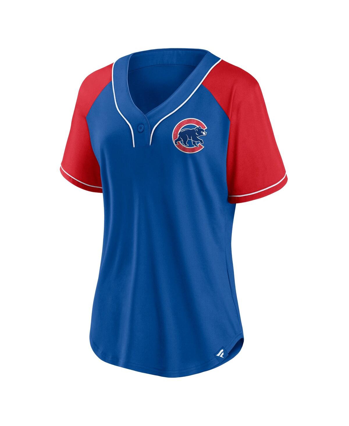 Shop Fanatics Women's  Royal Chicago Cubs Ultimate Style Raglan V-neck T-shirt