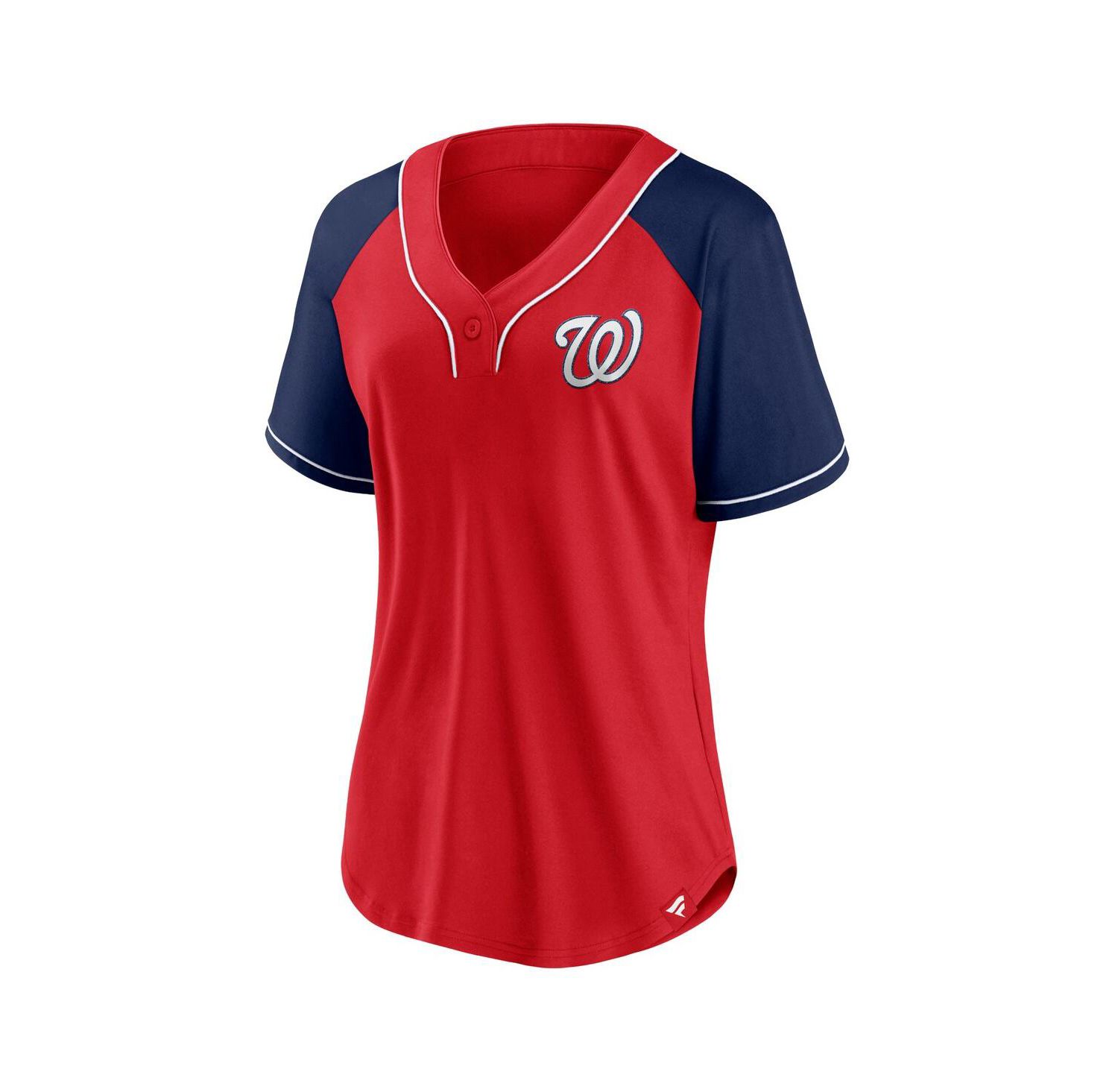 Women's Red Washington Nationals Ultimate Style Raglan V-Neck T-shirt