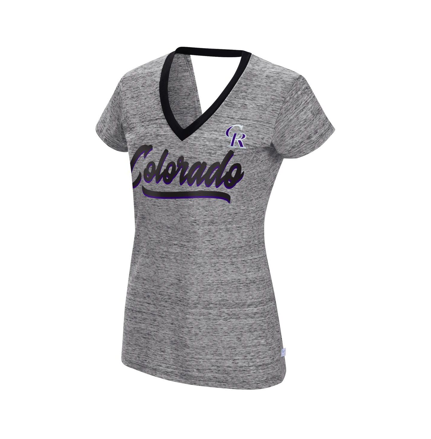 Женская футболка Touch Black Colorado Rockies Halftime Back Wrap Top V-Neck — фото 3