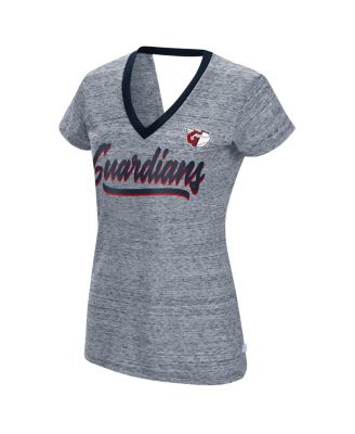 Women's Navy Cleveland Guardians Halftime Back Wrap Top V-Neck T-shirt