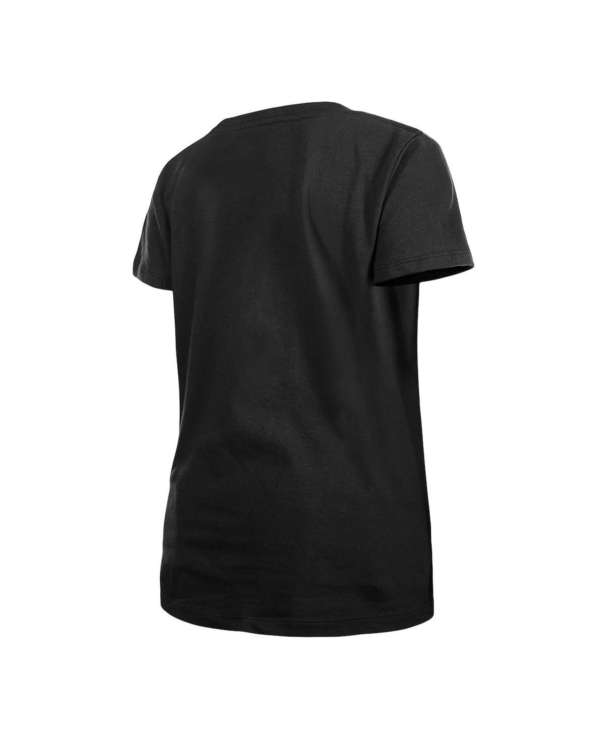NEW ERA BIG GIRLS NEW ERA BLACK SAN FRANCISCO GIANTS FLIP SEQUIN TEAM V-NECK T-SHIRT 