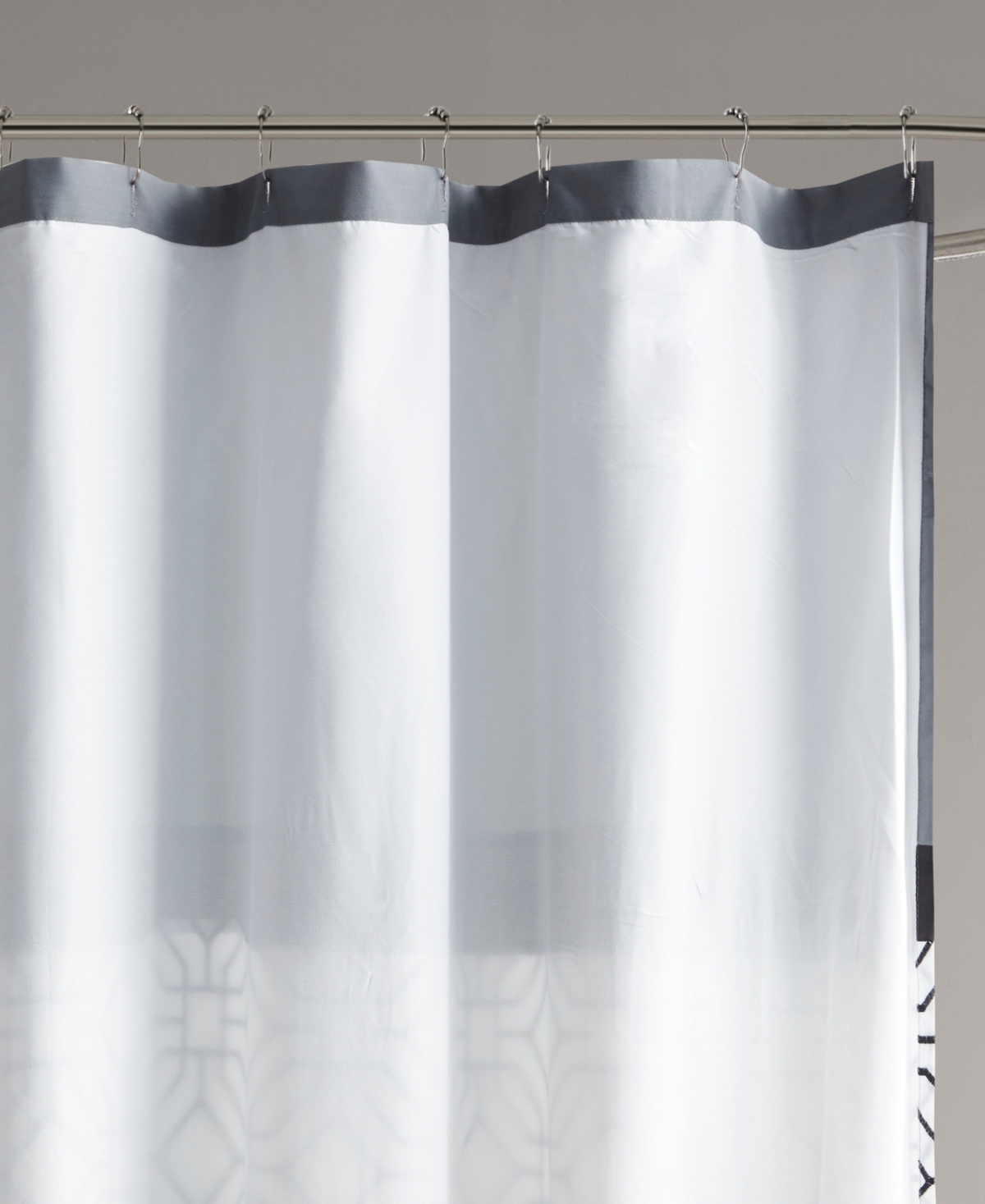 510 Design Donnell Embroidered Shower Curtain, 72" X 72" In Black,grey