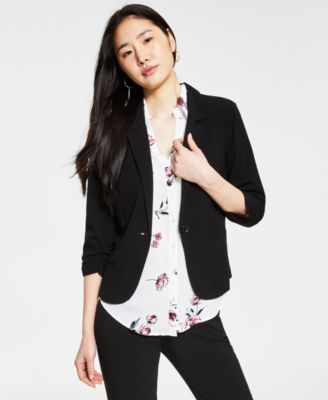 Juniors' Ruched 3/4-Sleeve Blazer