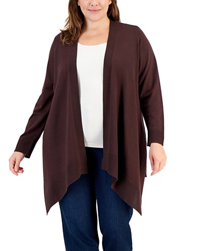 24seven Comfort Apparel Open Front Elbow Length Sleeve Plus Size Cardigan -  Macy's