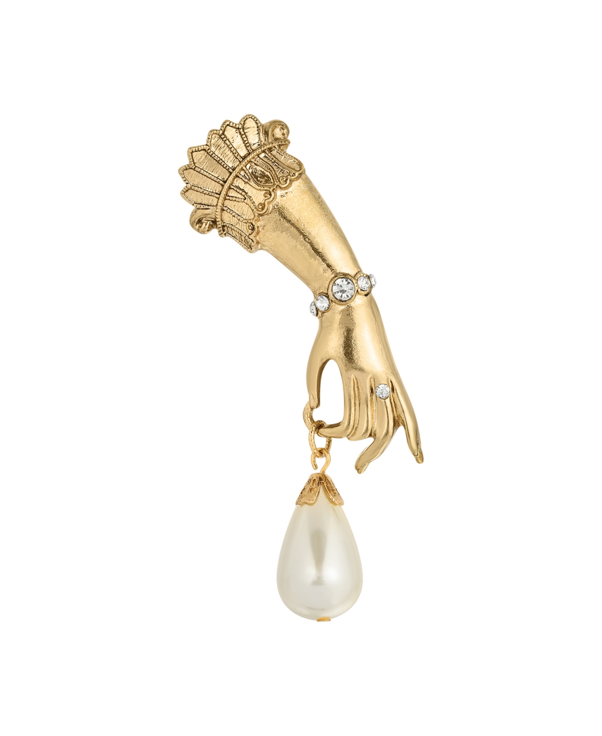 2028 Imitation Pearl Charm Ladies Hand Pin In White