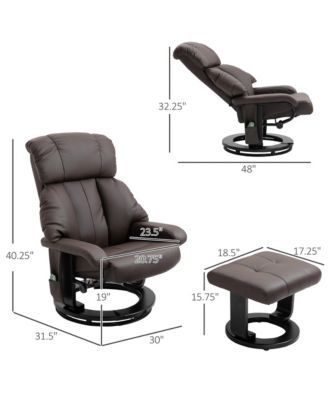 Massage Recliner Chair, Footrest, 360 Swivel Lounger w/ Ottoman,