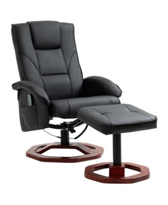 HOMCOM Massage Recliner Chair with Ottoman, Electric Faux Leather