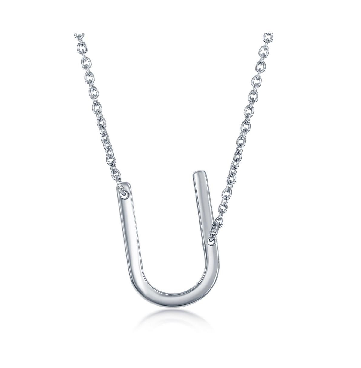 Sterling Silver Sideways Initial Necklace - Silver u