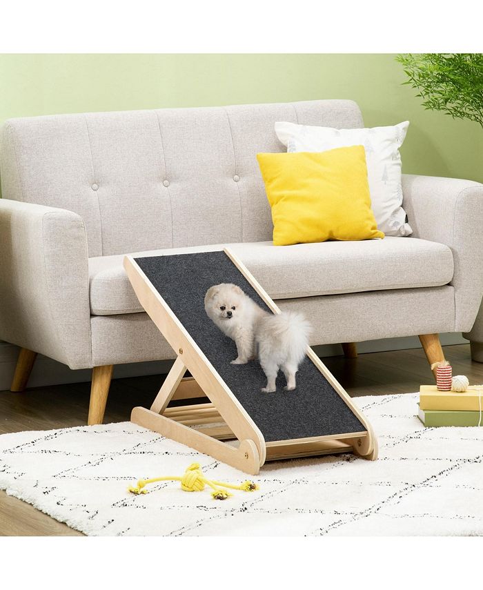 PawHut Height Adjustable Pet Ramp with Non-Slip Carpet Surfaces, 4 ...