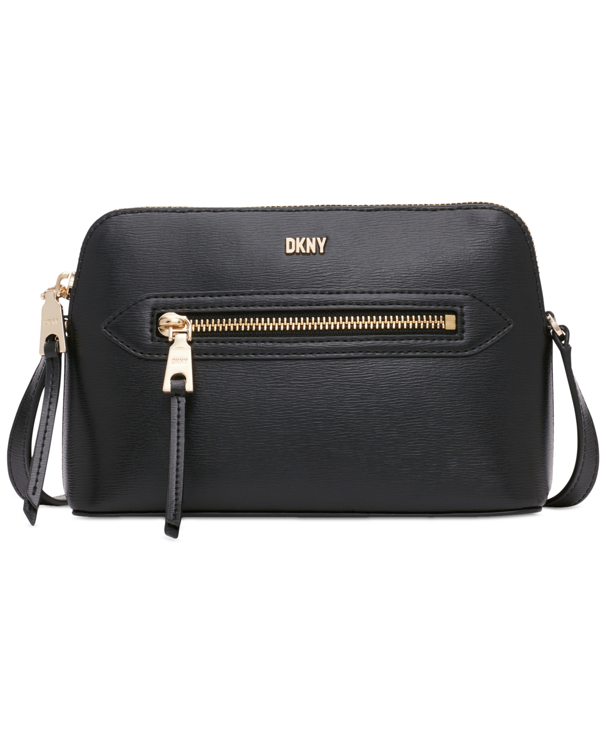 Dkny Chelsea Dome Small Zip-top Crossbody In Black,gold