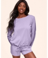 Adore Me Women's Alexia Sweatshirt & Short Loungewear Set - Medium purple