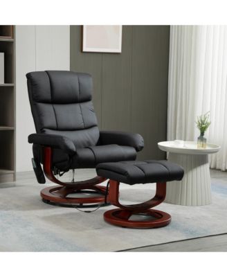 Electric Faux Leather Recliner with Ottoman,10 Vibration Points,