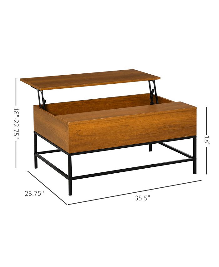 Lift Top Coffee Table with Hidden Storage Compartment and Steel