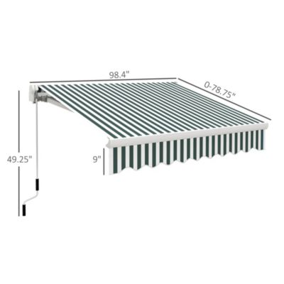8' x 6.6' Patio Retractable Awning, Manual Sun Shade, Stripe