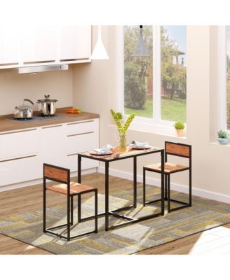 3-piece Bar Table Set 2 Stools Industrial Counter Height Dining Kitchen