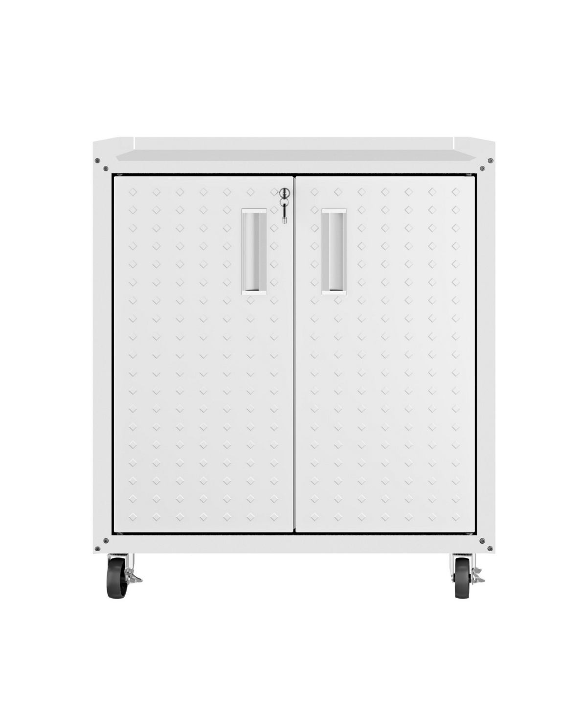 Manhattan Comfort Fortress 31.5" Steel Mobile Garage Cabinet With Shelves In White