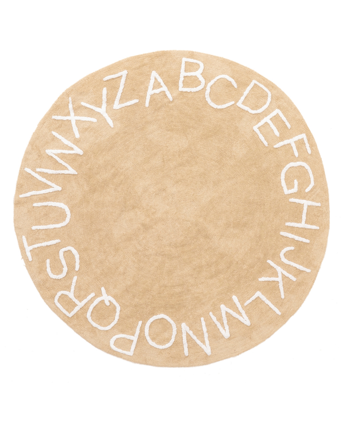 Nuloom Discovery Kids Washable Alphabet 4' X 4' Round Area Rug In Beige