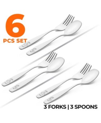Kids and Toddler Cutlery Set Designed For Self Feeding - 6 Piece Spoon and Fork