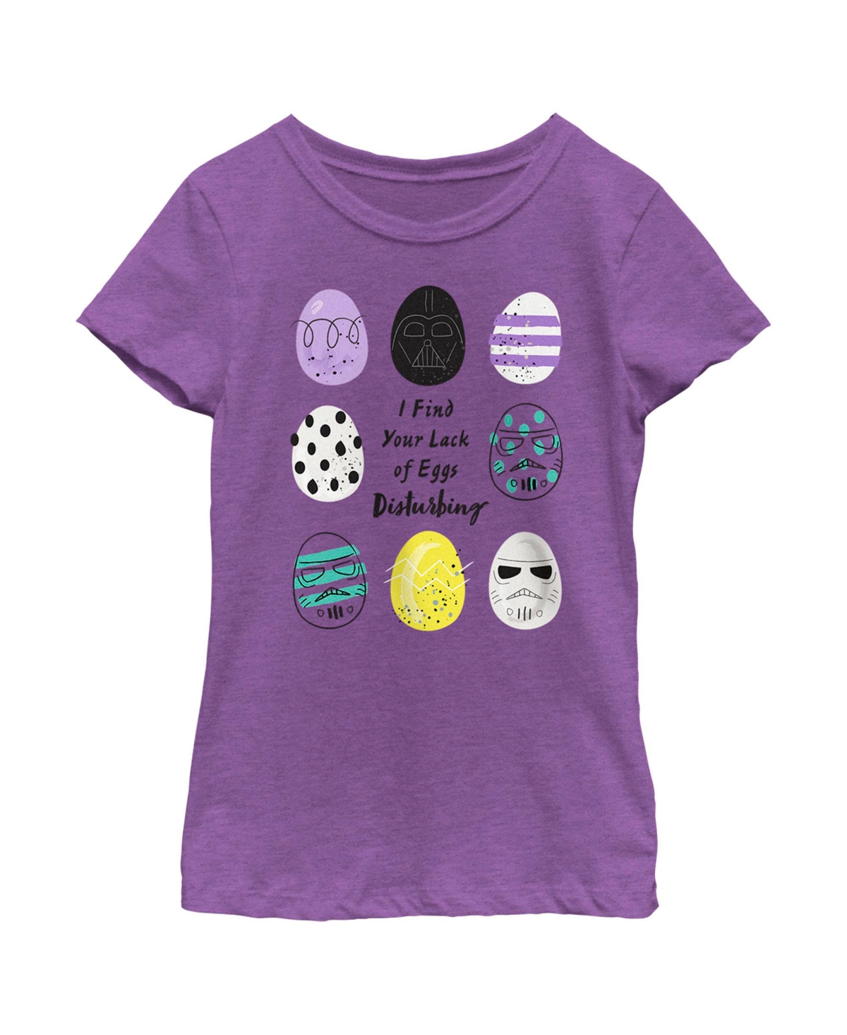 Disney Lucasfilm Kids' Girl's Star Wars Easter Darth Vader I Find Your Lack Of Eggs Disturbing Child T-shirt In Purple Berry