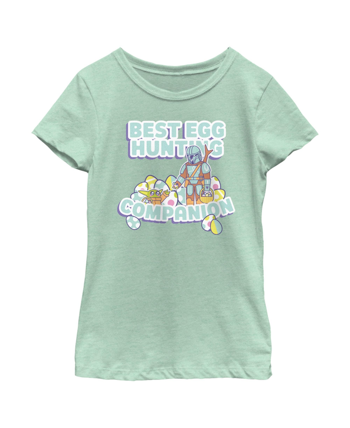 Disney Lucasfilm Girl's Star Wars: The Mandalorian Best Egg Hunt Duo Child T-shirt In Mint